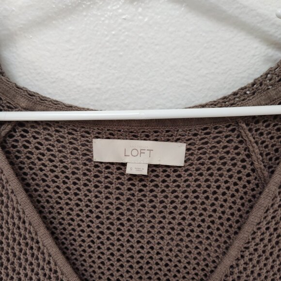 Ann Taylor Loft Open Stitch Hoodie • 100% Cotton • Sm • Taupe - Picture 2 of 16